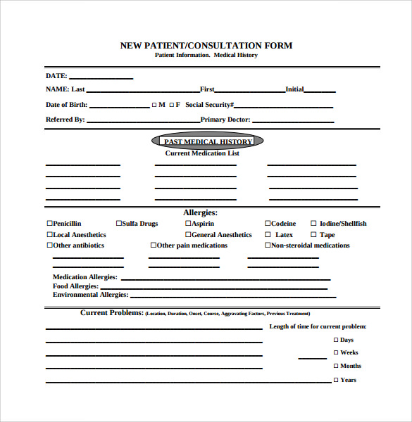 mecial patient consultation form