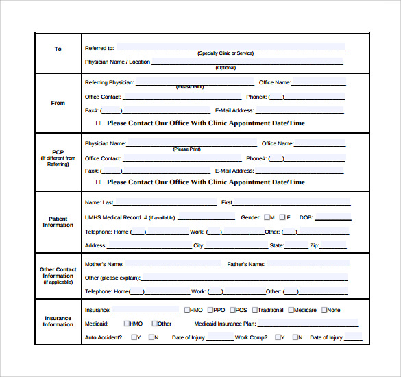 medical outpatient consultation form