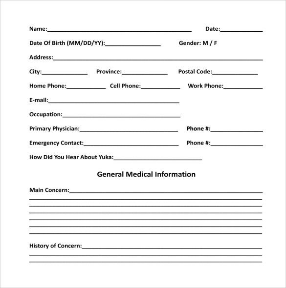acupunture medical consultation form