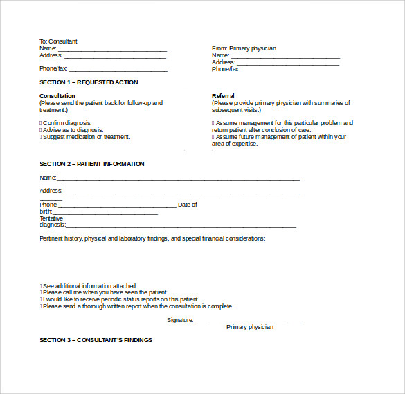 FREE 11  Sample Medical Consultation Forms in PDF MS Word