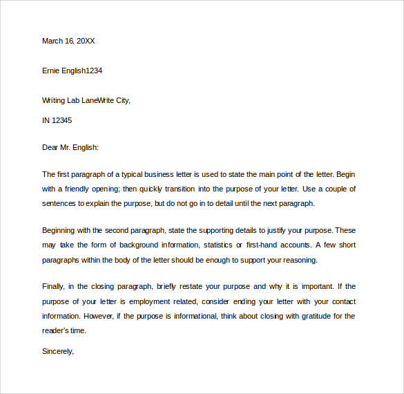 typical business closing letter