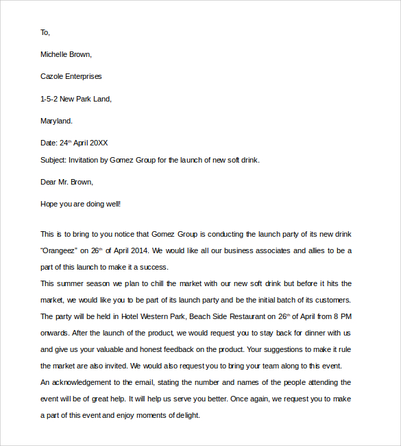 business event invitation letter