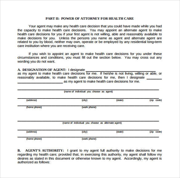 example advance medical directive form