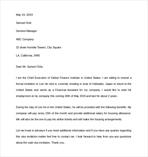 for visa usa to china invitation letter from Letters  11 Visa for   US Word Invitation PDF,