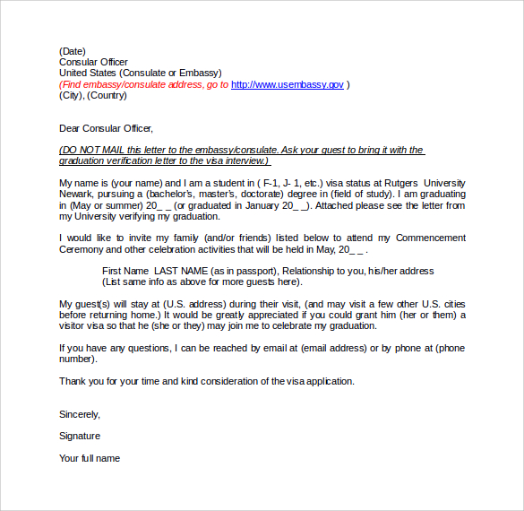 Sample Letter To Consulate For Visitor Visa - letter of ...