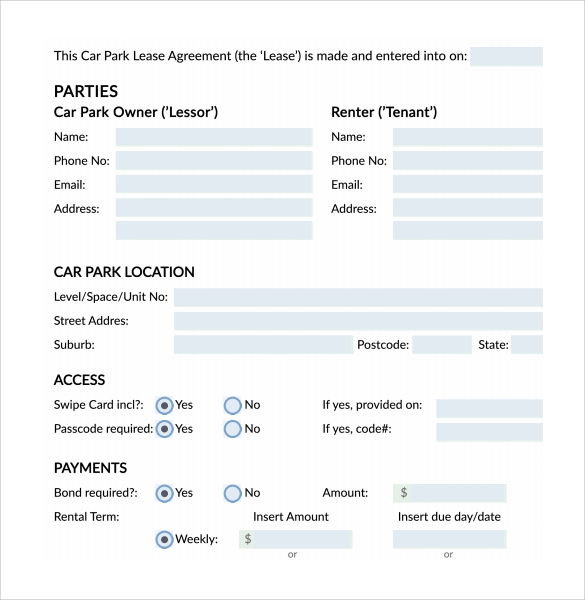 car lease form 