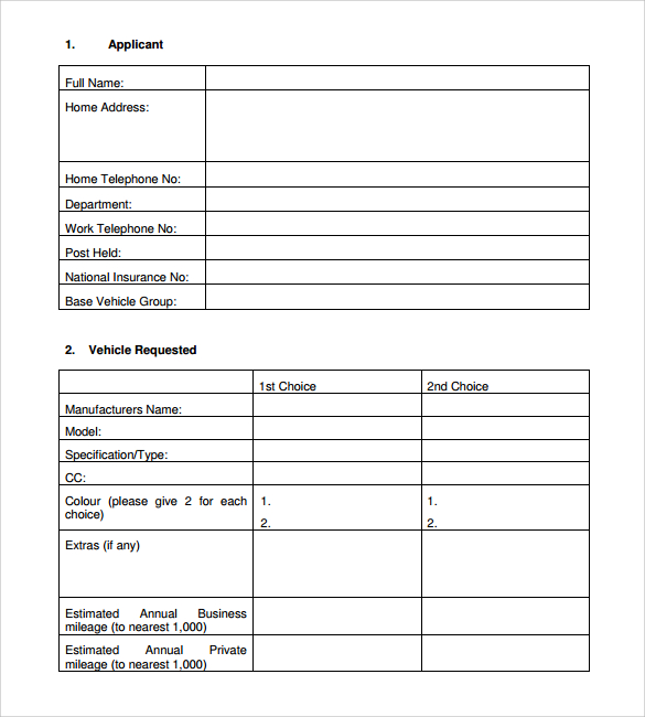 uk example forms application Lease Sample Free 7  PDF  Form Car in  Documents Download