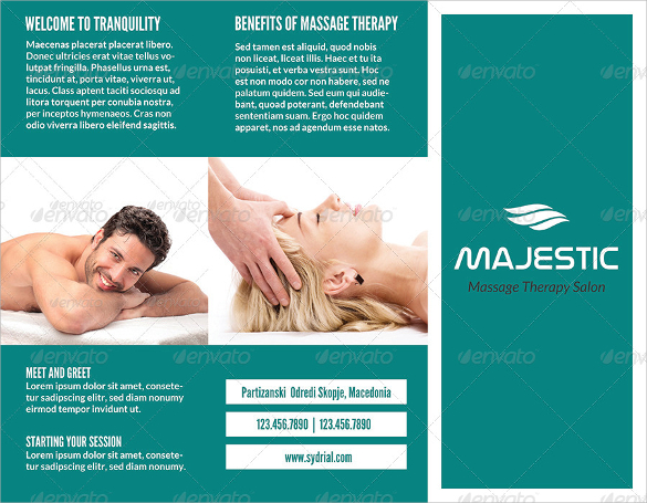 spa massage salon trifold brochure download
