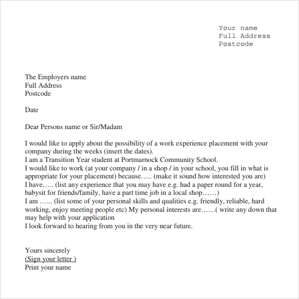 format of experience certificate letter