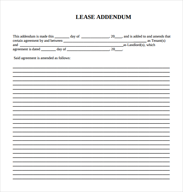 simple lease addendum form