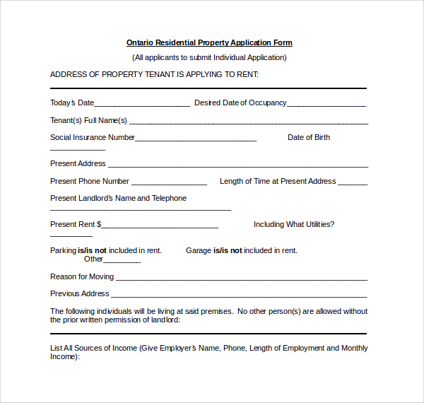 tenant application form doc