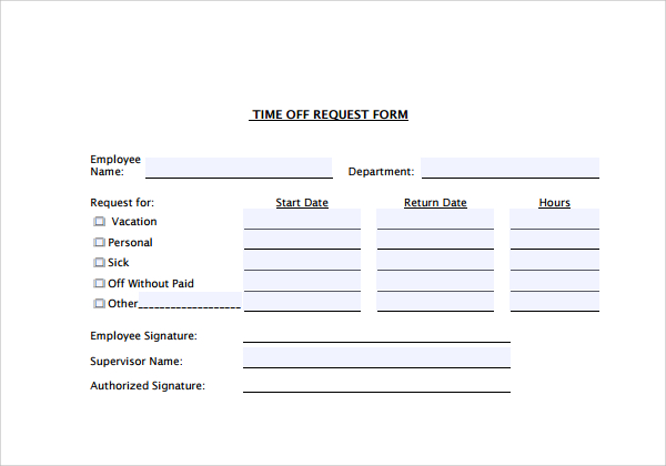 simple time off request form