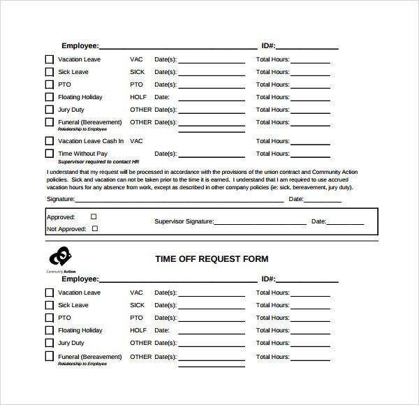 general time off request form