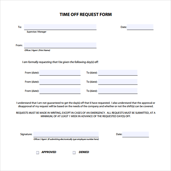 FREE 24+ Sample Time Off Request Forms in PDF | MS Word