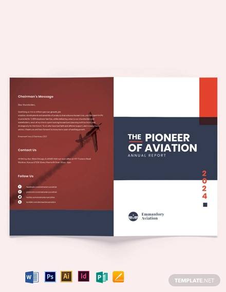 aviation annual report bi fold brochure template