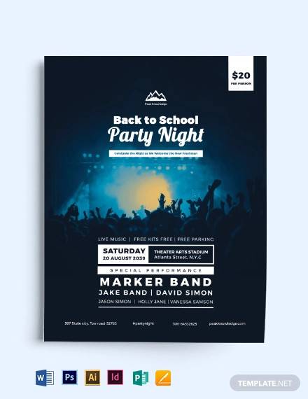 back to school party flyer template