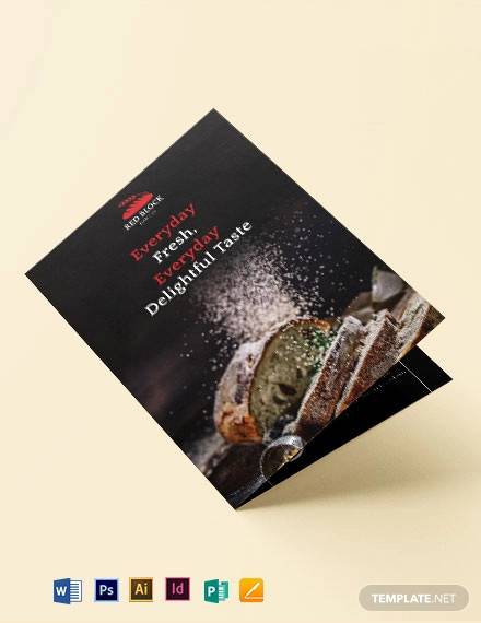 bakery menu bi fold brochure template