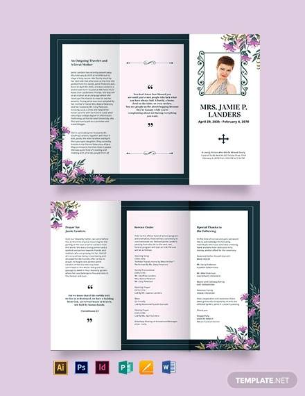 celebration of life catholic funeral tri fold brochure template
