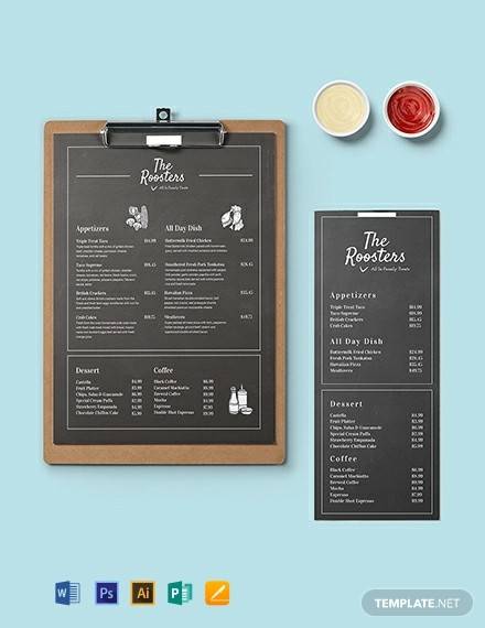 chalkboard menu card template