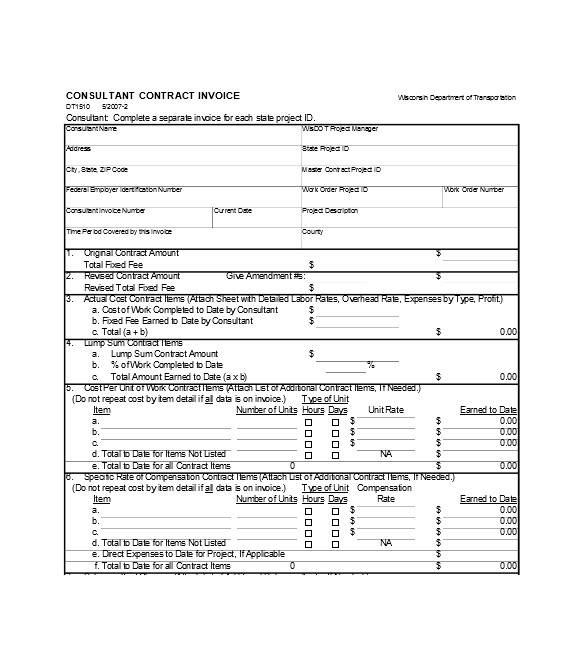 consultant contract template in excel