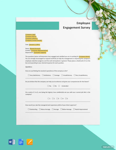 employee engagement survey form template