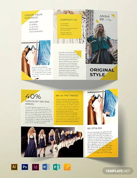 fashion designer tri fold brochure template