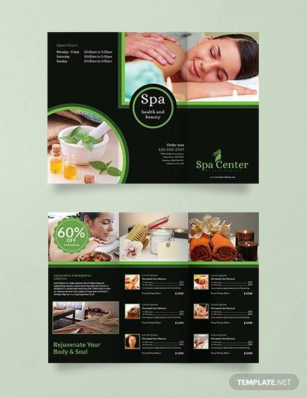 free spa trifold brochure template