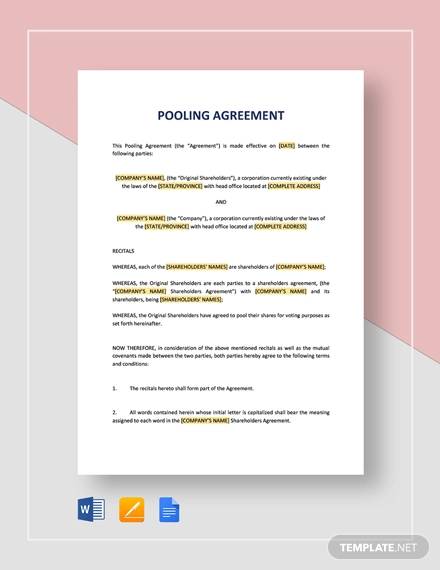 pooling agreement template
