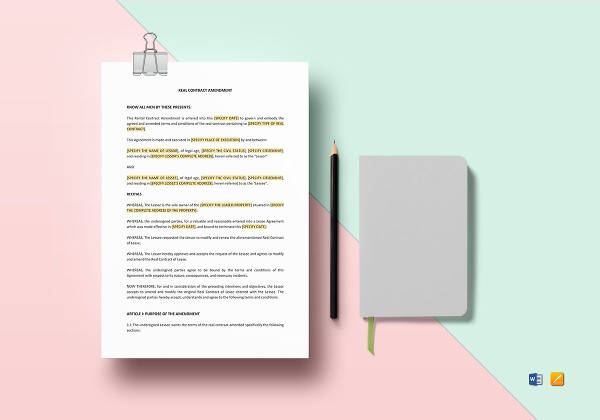 FREE 11 Sample Contract Amendment Templates In PDF MS Word Google 