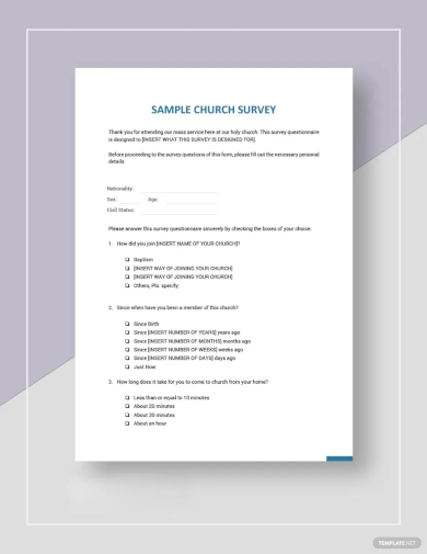 sample church survey template