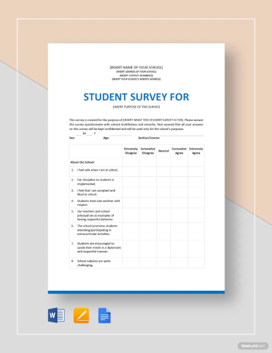 sample student survey template