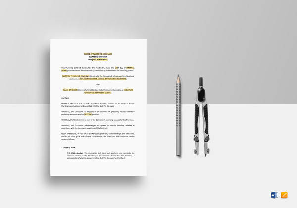 simple plumbing contract template