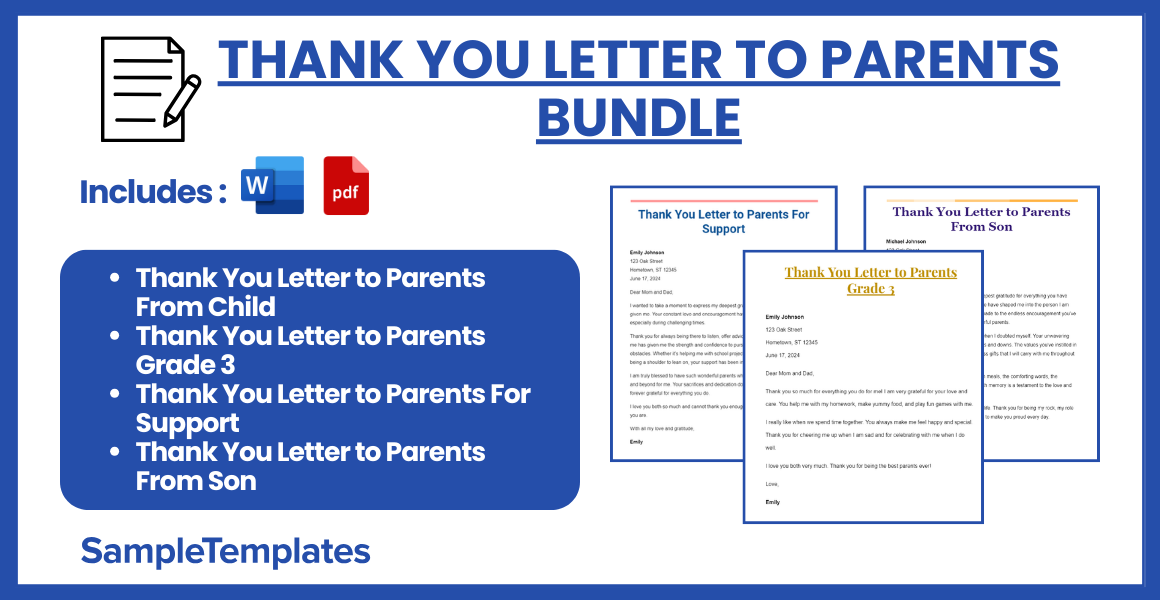 thank you letter to parents bundle