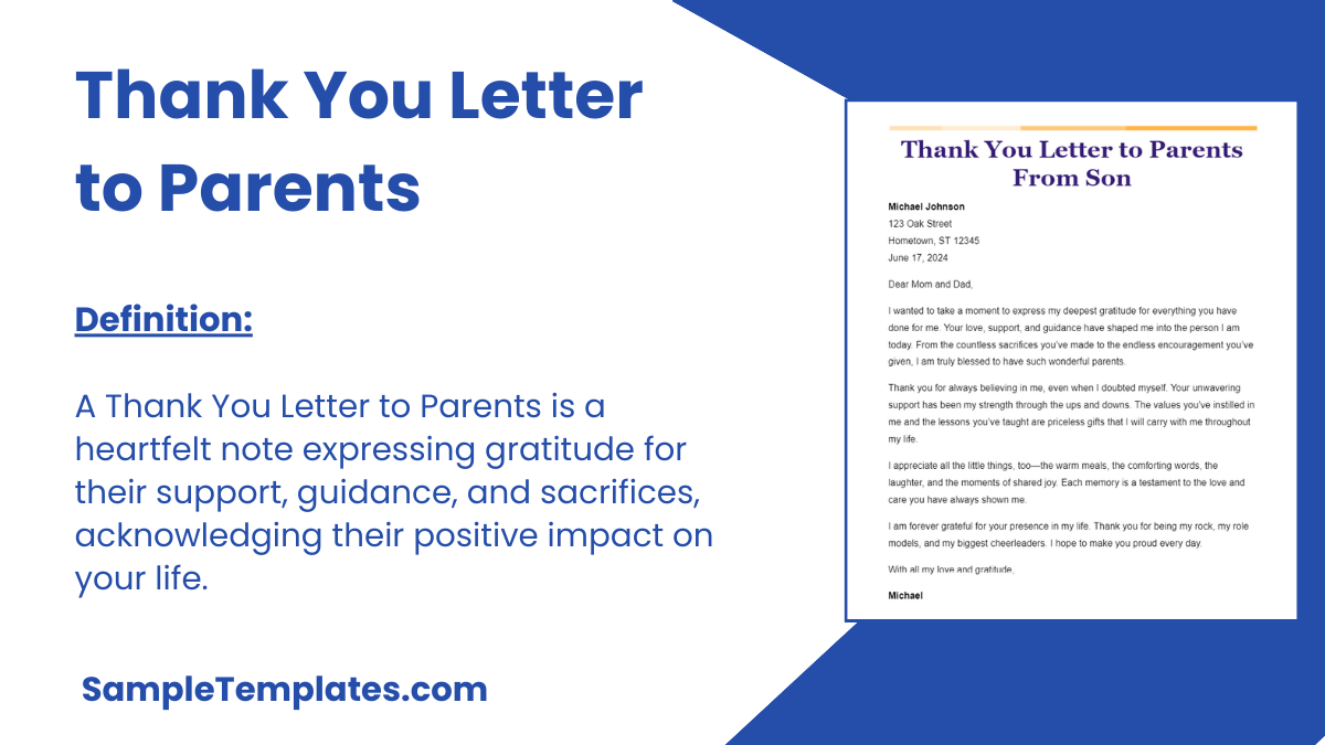 Thank You Letter to Parents