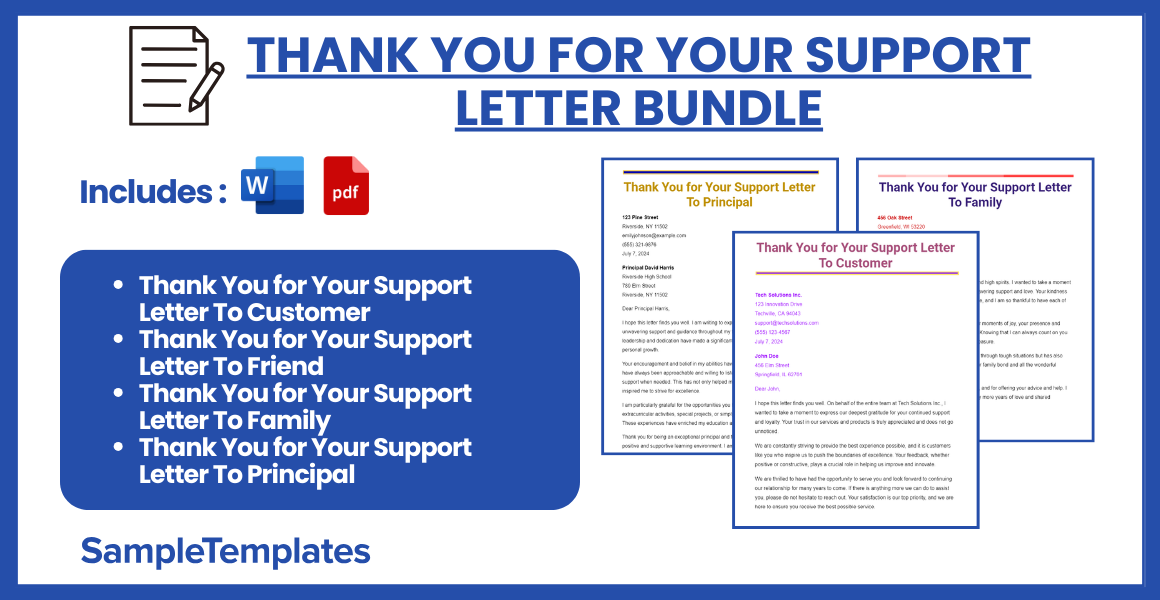 thank you for your support letter bundle