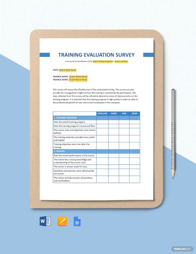 training evaluation survey template