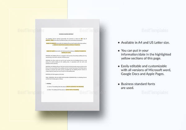 wedding planner contract template1