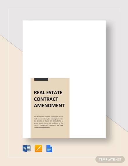 real estate amendment contract