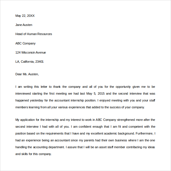 FREE 8+ Sample Thank You Letter After Second Interview in PDF MS Word