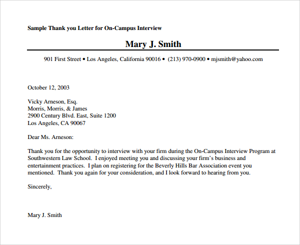 thank you letter after second interview example