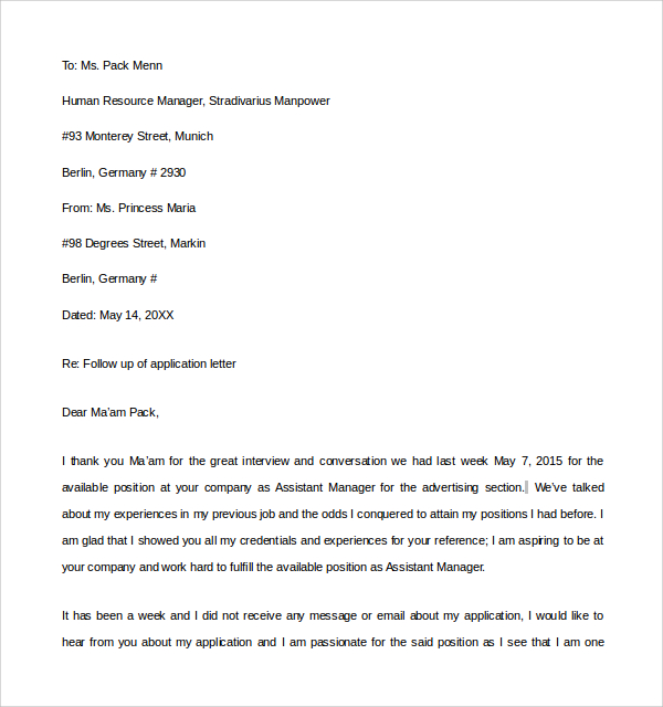 you after interview letter thank phone Sample  Interviewer You Letter 9 Free   to Thank Download