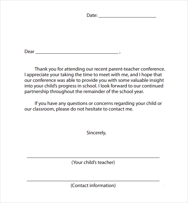 FREE 12+ Thank You Letter to Parents Samples in PDF