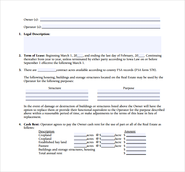 short term rental lease contract form