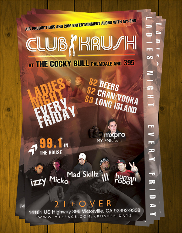 printable night club flyer