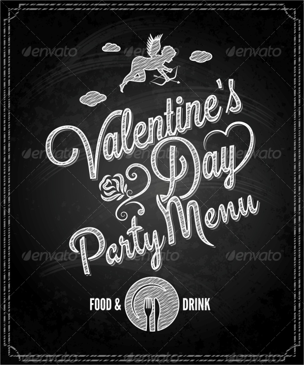 valentines day chalkboard menu