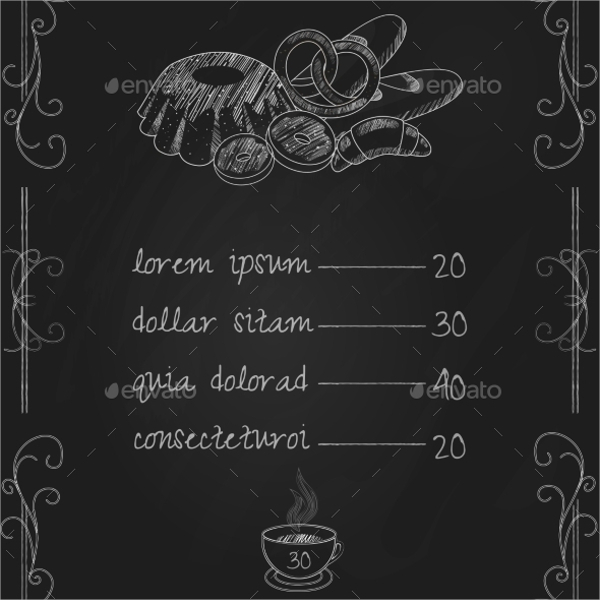 chalkboard bakery menu
