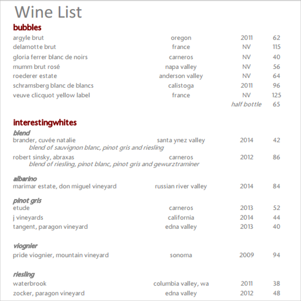 Wonderful wine Menu Template