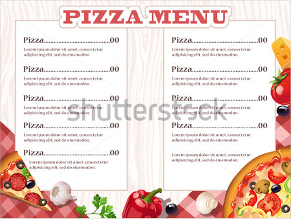 marvelous pizza menu template