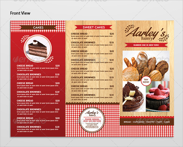tri fold bakery menu template
