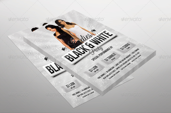 ladies party black and white flyer 